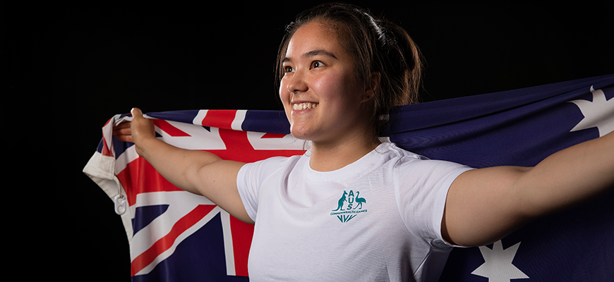 Kiana Elliott with Australian flag