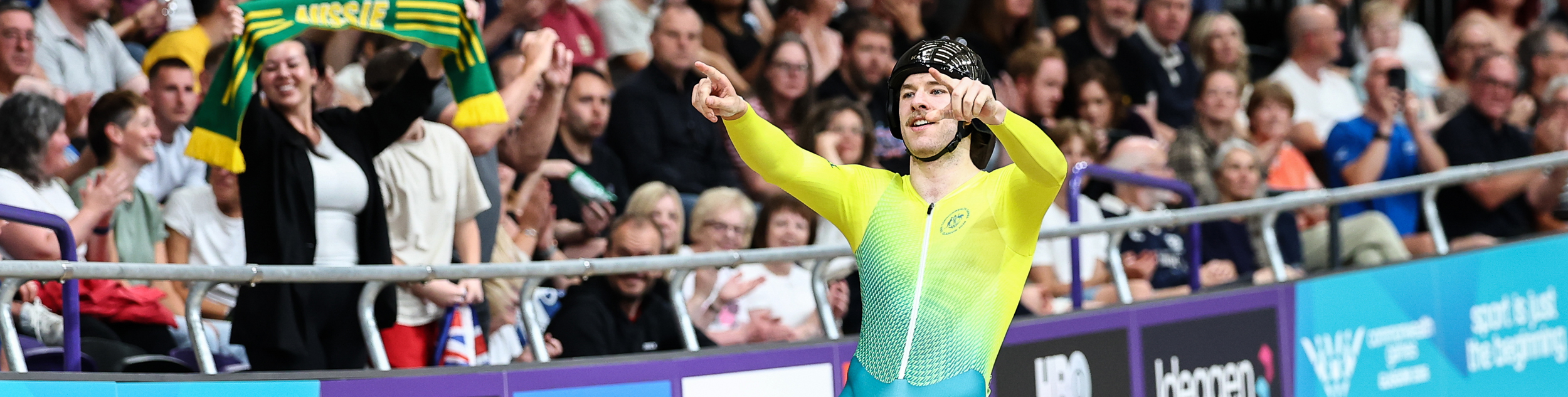 Cyclist with hands in air